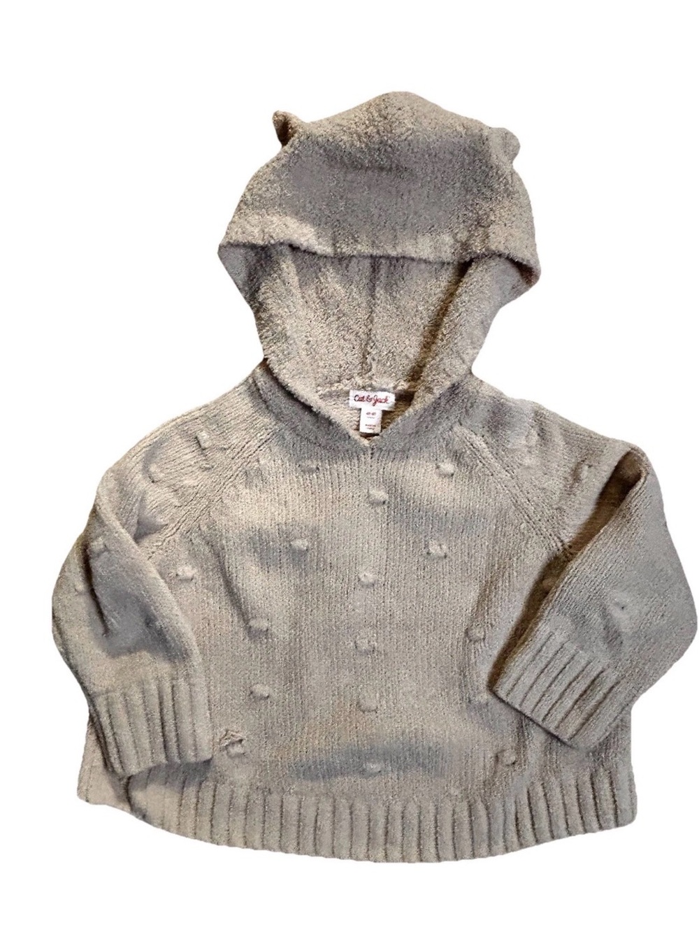 Cat & Jack adorable Cream fun bear hooded girls sweater